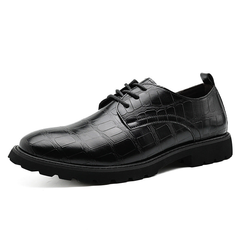 Men’s Dress Shoes – Leather – Oxford Style – Embossed Texture – Lace-Up Formal Fit
