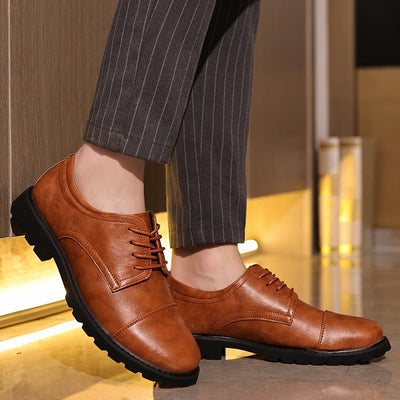 Men’s Derby Shoes – Leather – Cap Toe – Formal Fit – Rubber Sole – Business Dress