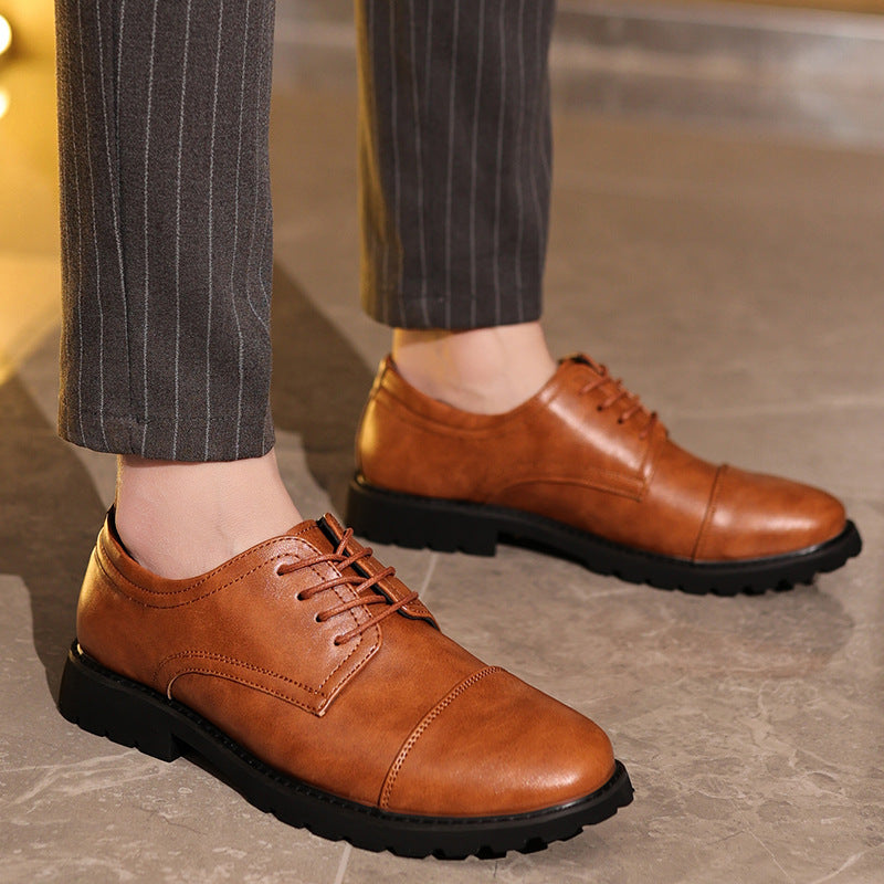 Men’s Derby Shoes – Leather – Cap Toe – Formal Fit – Rubber Sole – Business Dress