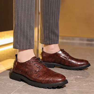 Men’s Derby Shoes – Leather – Cap Toe – Formal Fit – Rubber Sole – Business Dress