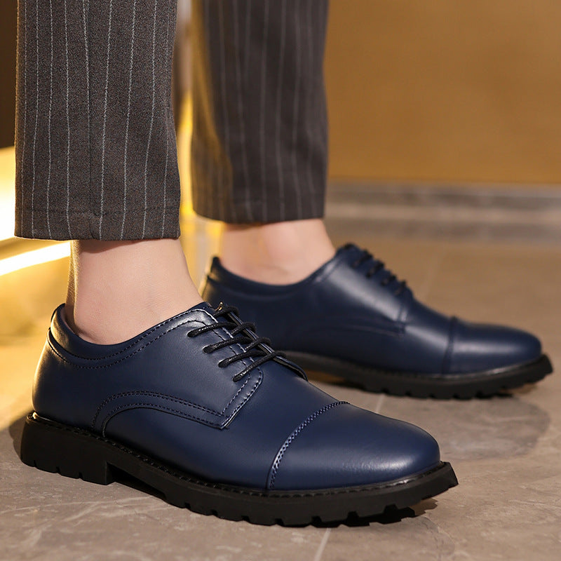Men’s Derby Shoes – Leather – Cap Toe – Formal Fit – Rubber Sole – Business Dress