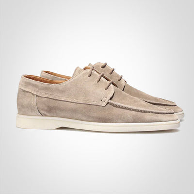 Men’s Low-Top Suede Shoes - Moc Toe - Lace-Up - Classic Casual Comfort