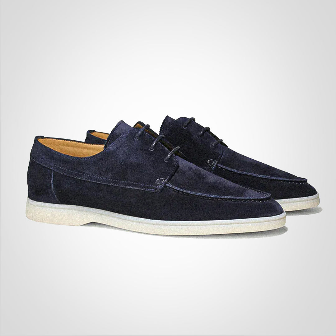 Men’s Low-Top Suede Shoes - Moc Toe - Lace-Up - Classic Casual Comfort