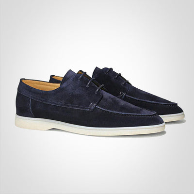 Men’s Low-Top Suede Shoes - Moc Toe - Lace-Up - Classic Casual Comfort