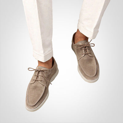 Men’s Low-Top Suede Shoes - Moc Toe - Lace-Up - Classic Casual Comfort
