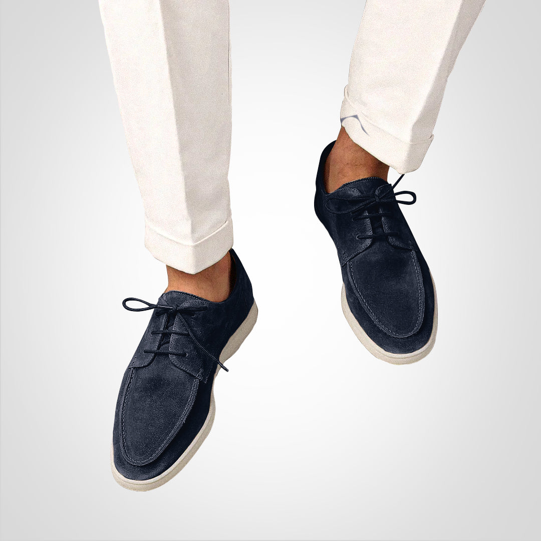 Men’s Low-Top Suede Shoes - Moc Toe - Lace-Up - Classic Casual Comfort
