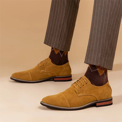 Men’s Oxford Shoes – Suede Upper – Cap Toe – Closed Lacing – Formal Fit