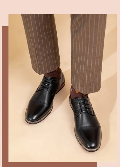 Men’s Oxford Shoes – Suede Upper – Cap Toe – Closed Lacing – Formal Fit