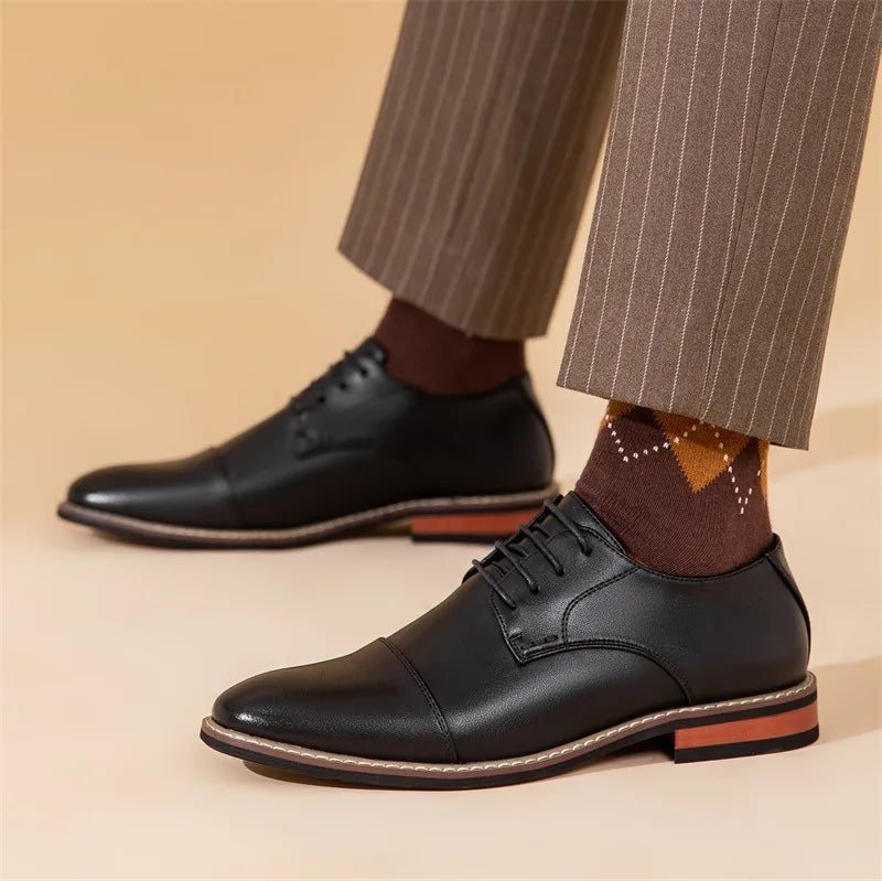 Men’s Oxford Shoes – Suede Upper – Cap Toe – Closed Lacing – Formal Fit